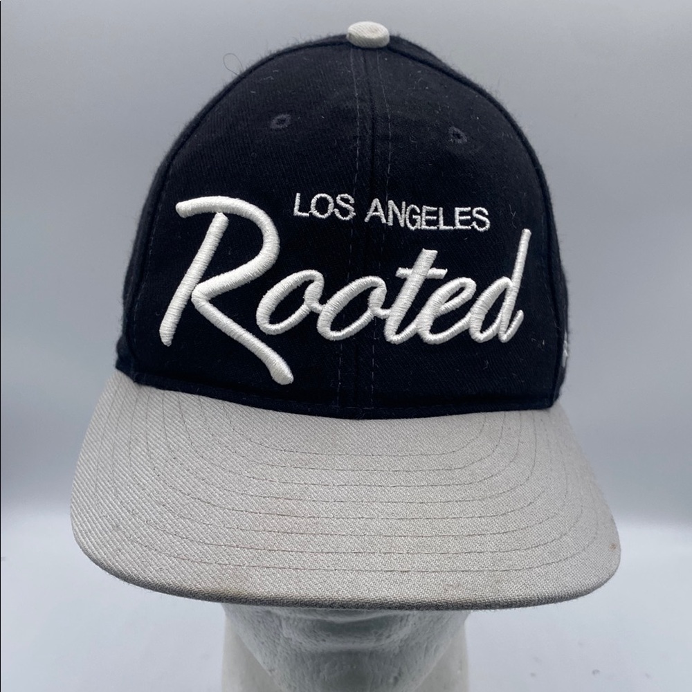 LOS ANGELES ROOTED Black and Gray 'Rooted' SnapBack Cap Hat
